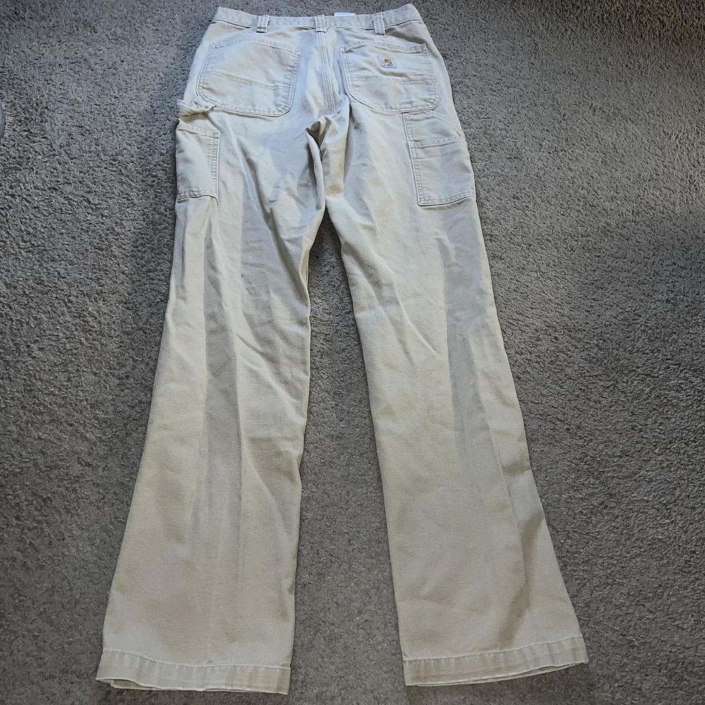 Carhartt B11 PTB Duck Carpenter Work Pants Beige Dungaree 32x36 USA VTG - Picture 5 of 8